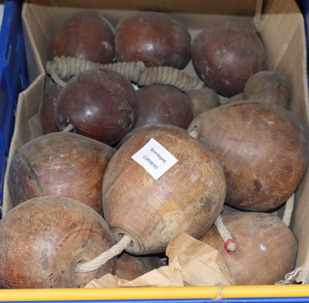 A large collection of 19th century lignum vitae plumbers weights